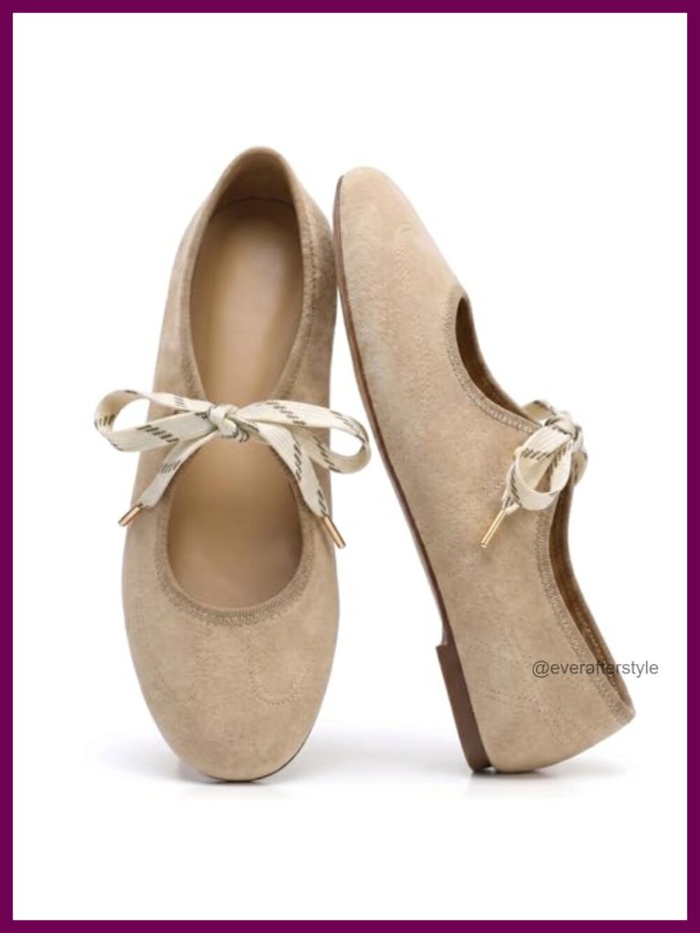Faux Suede Ballet Flats Lace-Up Round Toe Mary Jane Women's Shoes